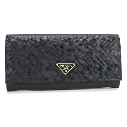 Used Prada long wallet bi-fold ladies brand PRADA saffiano triangle leather 1MH132 black USDPR120782011