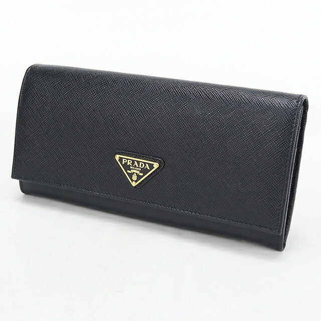 Used Prada long wallet bi-fold ladies brand PRADA saffiano triangle leather 1MH132 black USDPR120782011
