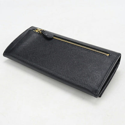Used Prada long wallet bi-fold ladies brand PRADA saffiano triangle leather 1MH132 black USDPR120782011