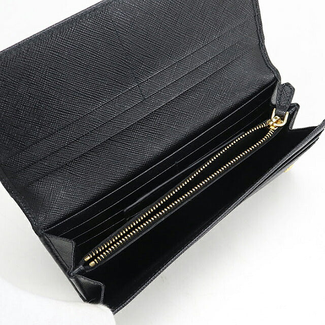 Used Prada long wallet bi-fold ladies brand PRADA saffiano triangle leather 1MH132 black USDPR120782011