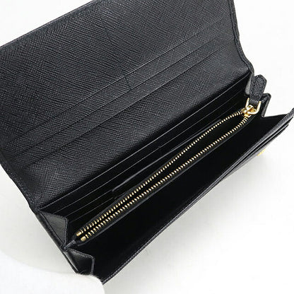 Used Prada long wallet bi-fold ladies brand PRADA saffiano triangle leather 1MH132 black USDPR120782011