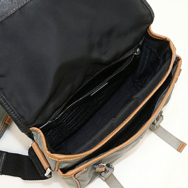 二手 Prada 斜挎包单肩包男女通用品牌 PRADA 三角标志双色灰色 USDPR121115011