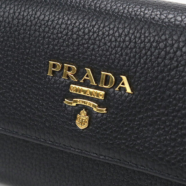 二手普拉达三折钱包 三折钱包紧凑型女士品牌 PRADA 皮革 1MH025 黑色 USDPR121146011