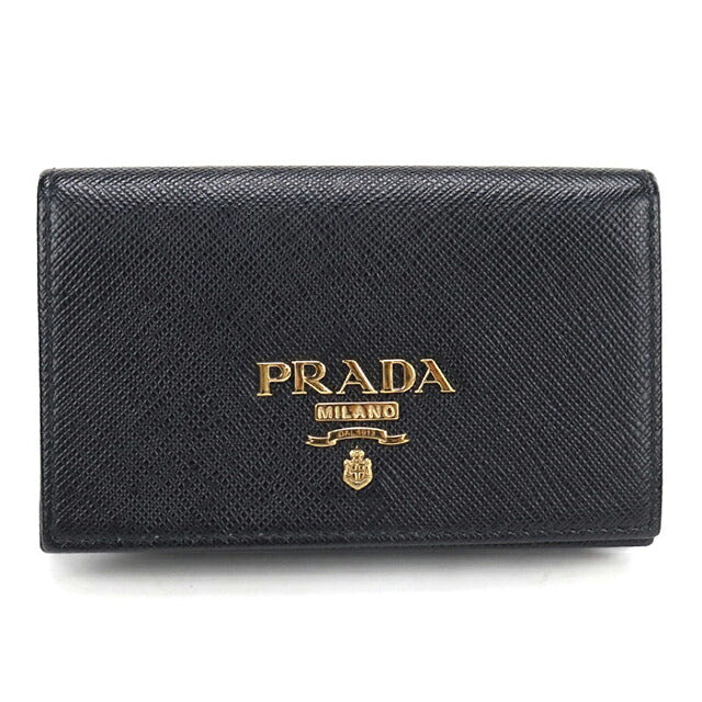 二手 Prada 名片夹女装品牌 PRADA Saffiano 皮革卡套皮革 1MC122 黑色 USDPR121148011