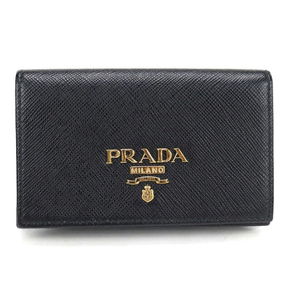 二手 Prada 名片夹女装品牌 PRADA Saffiano 皮革卡套皮革 1MC122 黑色 USDPR121148011