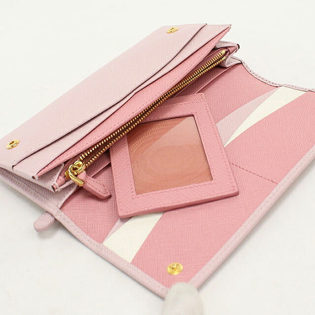 Used Prada long wallet bi-fold ladies brand PRADA Saffiano multicolor 1MH132 pink USDPR121164011