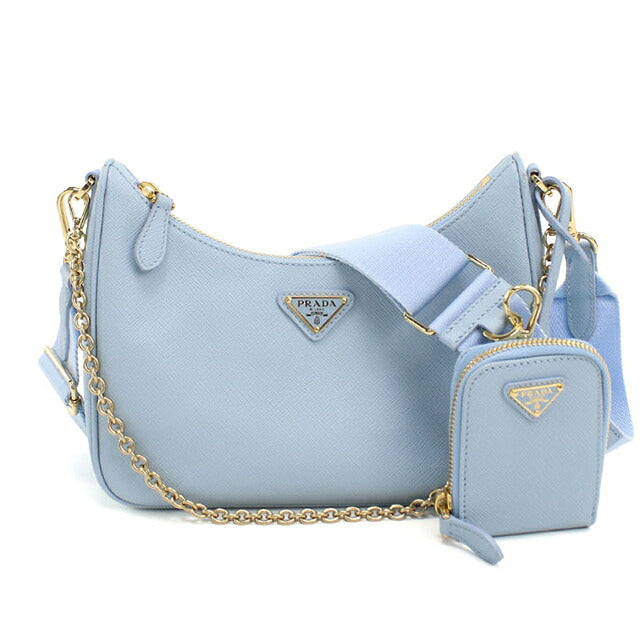 二手 Prada 单肩包女式品牌 PRADA 重新版 2005 2WAY Saffiano 皮革包 1BH204 蓝色 USDPR121273011