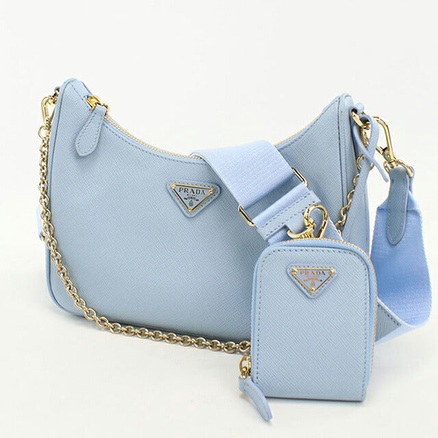 二手 Prada 单肩包女式品牌 PRADA 重新版 2005 2WAY Saffiano 皮革包 1BH204 蓝色 USDPR121273011