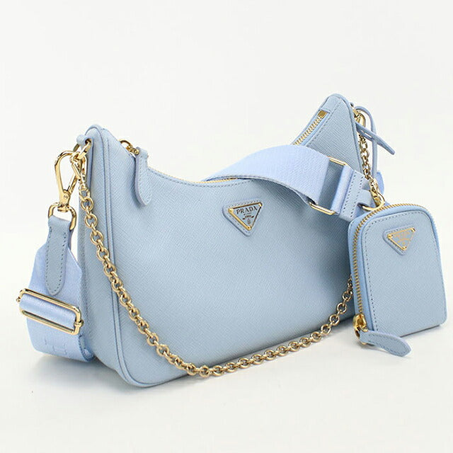 二手 Prada 单肩包女式品牌 PRADA 重新版 2005 2WAY Saffiano 皮革包 1BH204 蓝色 USDPR121273011