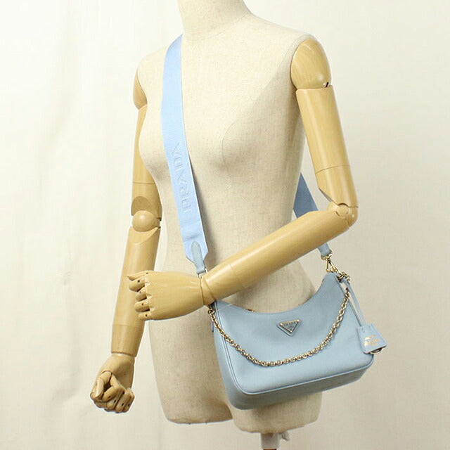 二手 Prada 单肩包女式品牌 PRADA 重新版 2005 2WAY Saffiano 皮革包 1BH204 蓝色 USDPR121273011