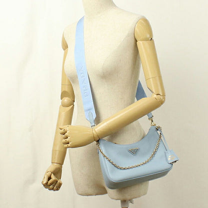 二手 Prada 单肩包女式品牌 PRADA 重新版 2005 2WAY Saffiano 皮革包 1BH204 蓝色 USDPR121273011