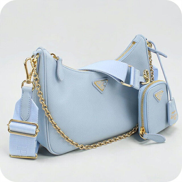 二手 Prada 单肩包女式品牌 PRADA 重新版 2005 2WAY Saffiano 皮革包 1BH204 蓝色 USDPR121273011