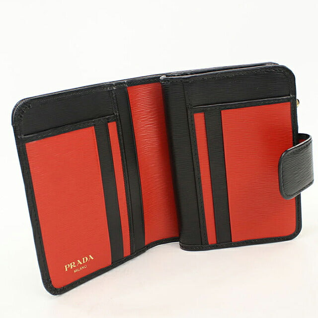 二手 Prada 双折钱包 双折钱包 紧凑型女士品牌 PRADA 1ML018 黑色 USDPR121309011