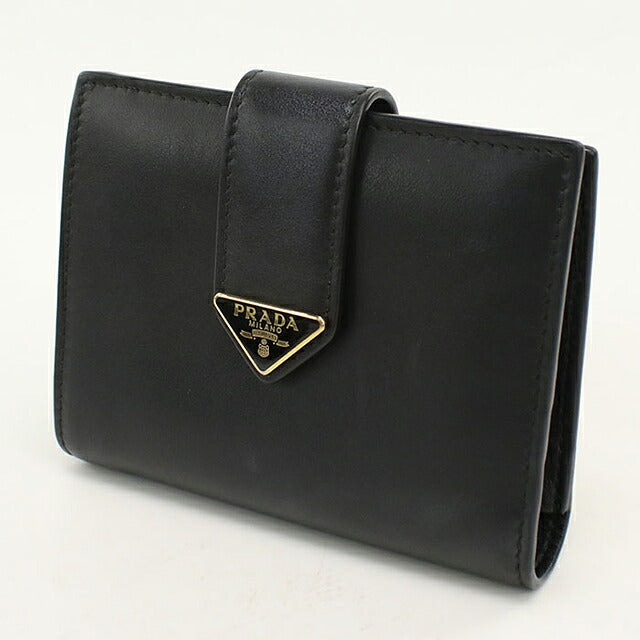 二手 Prada 双折钱包 双折钱包 紧凑型女士品牌 PRADA 1MV204 黑色 USDPR121314011
