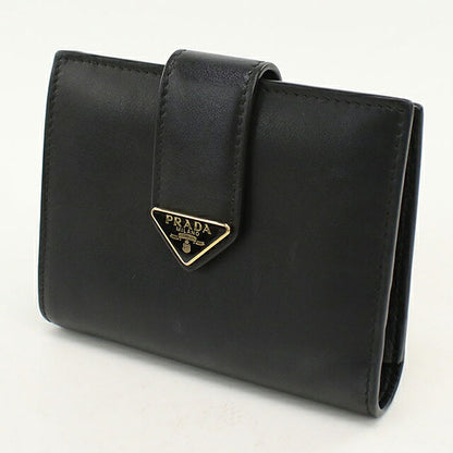 二手 Prada 双折钱包 双折钱包 紧凑型女士品牌 PRADA 1MV204 黑色 USDPR121314011