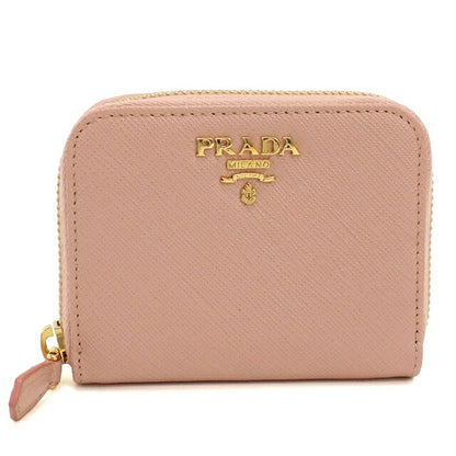 二手 Prada 零钱包女式品牌 PRADA Saffiano 皮革零钱包 1MM268 粉色 USDPR121332011