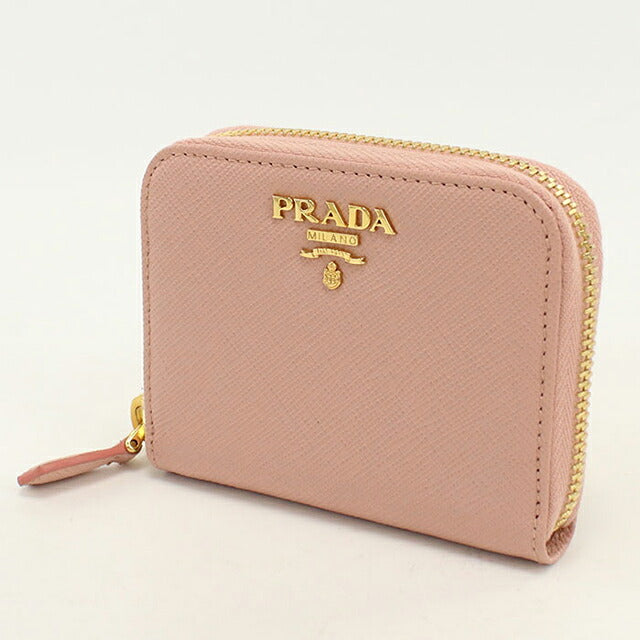 二手 Prada 零钱包女式品牌 PRADA Saffiano 皮革零钱包 1MM268 粉色 USDPR121332011
