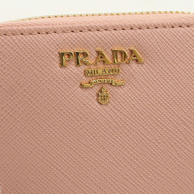 二手 Prada 零钱包女式品牌 PRADA Saffiano 皮革零钱包 1MM268 粉色 USDPR121332011