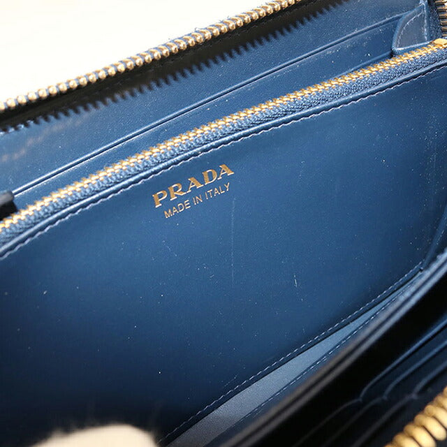 二手普拉达长钱包圆形拉链女士品牌PRADA 1ML506蓝色USDPR121419011