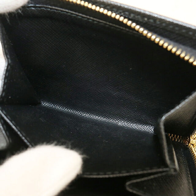 二手 Prada 双折钱包 双折钱包 紧凑型女士品牌 PRADA Saffiano 三角 1ML018 黑色 USDPR121420011