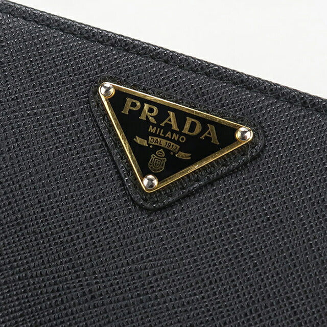 二手 Prada 双折钱包 双折钱包 紧凑型女士品牌 PRADA Saffiano 三角 1ML018 黑色 USDPR121420011