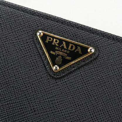 二手 Prada 双折钱包 双折钱包 紧凑型女士品牌 PRADA Saffiano 三角 1ML018 黑色 USDPR121420011