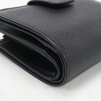 二手 Prada 双折钱包 双折钱包 紧凑型女士品牌 PRADA Saffiano 三角 1ML018 黑色 USDPR121420011