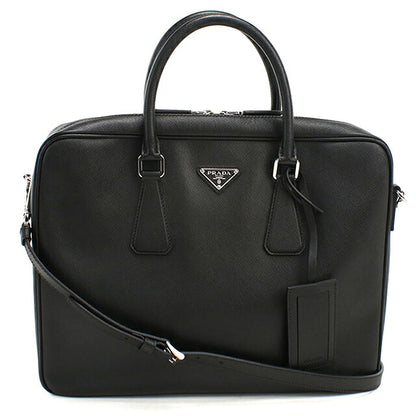 二手 Prada 公文包男士品牌 PRADA Saffiano 皮革皮革黑色 USDPR121480011