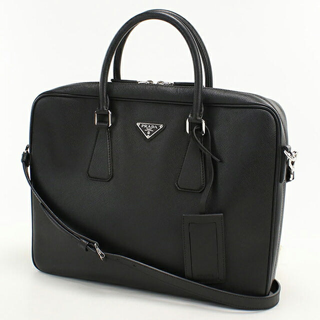 二手 Prada 公文包男士品牌 PRADA Saffiano 皮革皮革黑色 USDPR121480011