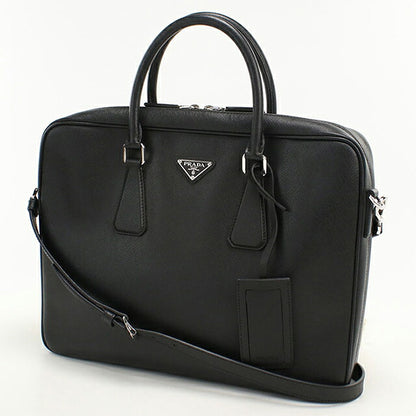二手 Prada 公文包男士品牌 PRADA Saffiano 皮革皮革黑色 USDPR121480011