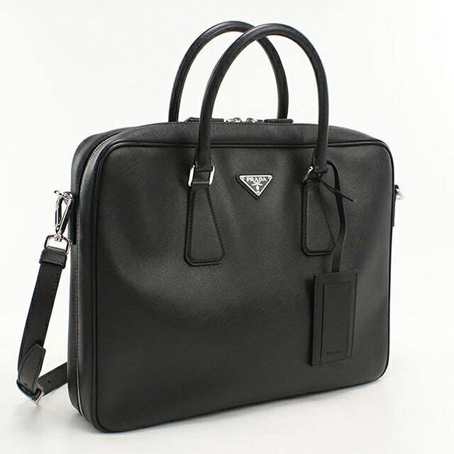 二手 Prada 公文包男士品牌 PRADA Saffiano 皮革皮革黑色 USDPR121480011