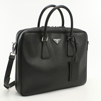 二手 Prada 公文包男士品牌 PRADA Saffiano 皮革皮革黑色 USDPR121480011