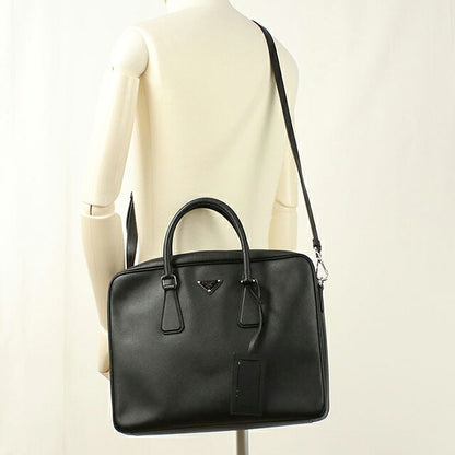 二手 Prada 公文包男士品牌 PRADA Saffiano 皮革皮革黑色 USDPR121480011
