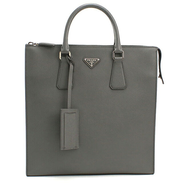 二手 Prada 手提包男士品牌 PRADA Saffiano 皮革皮革灰色 USDPR121497011