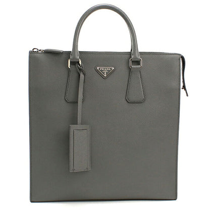 二手 Prada 手提包男士品牌 PRADA Saffiano 皮革皮革灰色 USDPR121497011