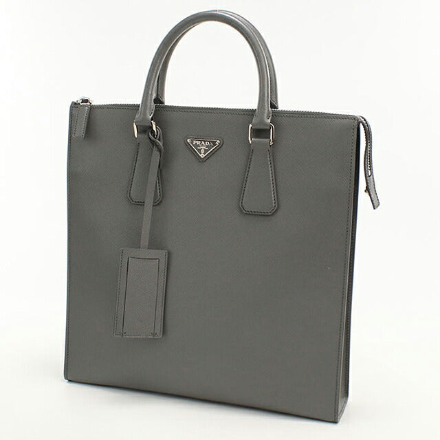 二手 Prada 手提包男士品牌 PRADA Saffiano 皮革皮革灰色 USDPR121497011
