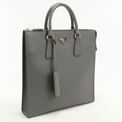 二手 Prada 手提包男士品牌 PRADA Saffiano 皮革皮革灰色 USDPR121497011