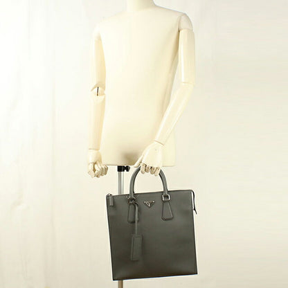 二手 Prada 手提包男士品牌 PRADA Saffiano 皮革皮革灰色 USDPR121497011