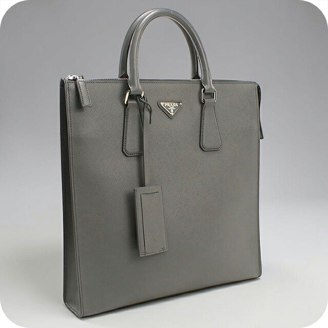 二手 Prada 手提包男士品牌 PRADA Saffiano 皮革皮革灰色 USDPR121497011
