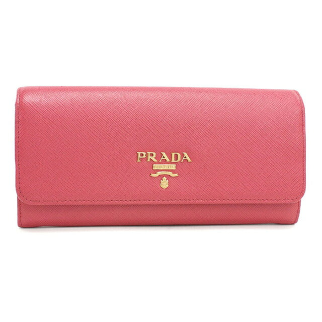 二手 Prada 长钱包双折女装品牌 PRADA Saffiano 多色钱包皮革 1MH132 粉色 USDPR121500011