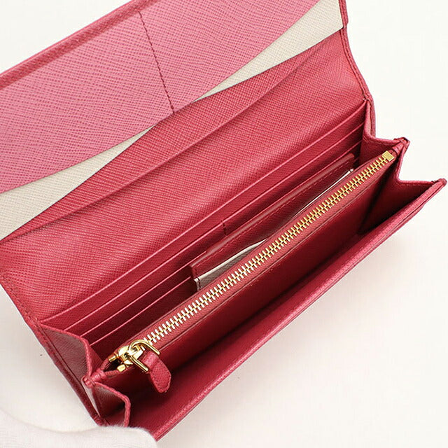 二手 Prada 长钱包双折女装品牌 PRADA Saffiano 多色钱包皮革 1MH132 粉色 USDPR121500011