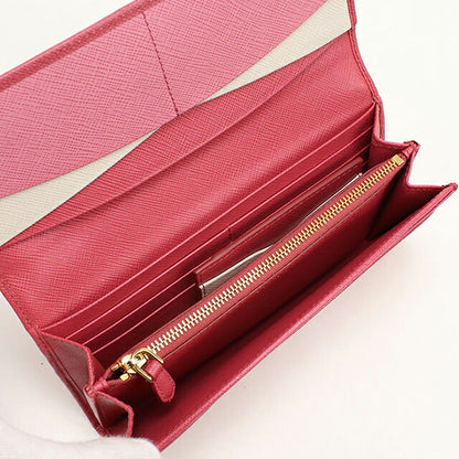 二手 Prada 长钱包双折女装品牌 PRADA Saffiano 多色钱包皮革 1MH132 粉色 USDPR121500011