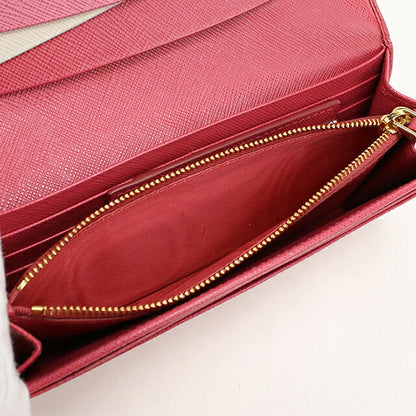 二手 Prada 长钱包双折女装品牌 PRADA Saffiano 多色钱包皮革 1MH132 粉色 USDPR121500011