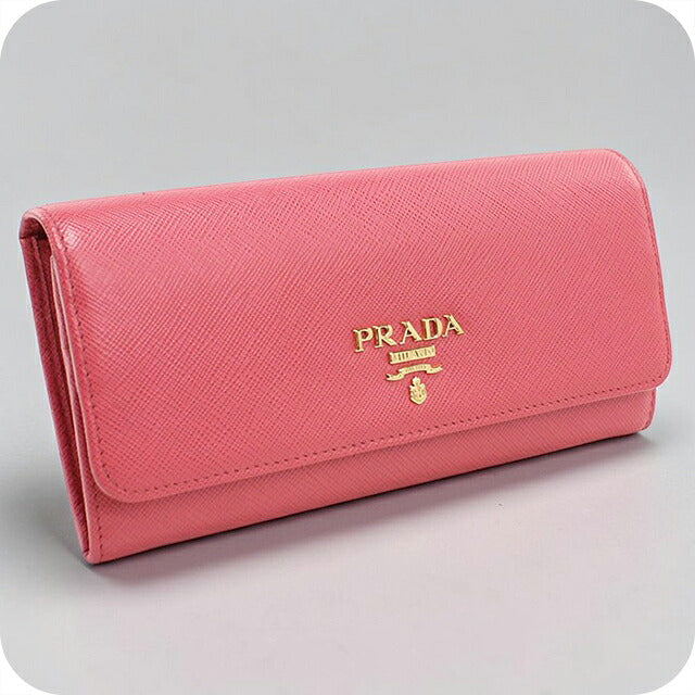 二手 Prada 长钱包双折女装品牌 PRADA Saffiano 多色钱包皮革 1MH132 粉色 USDPR121500011