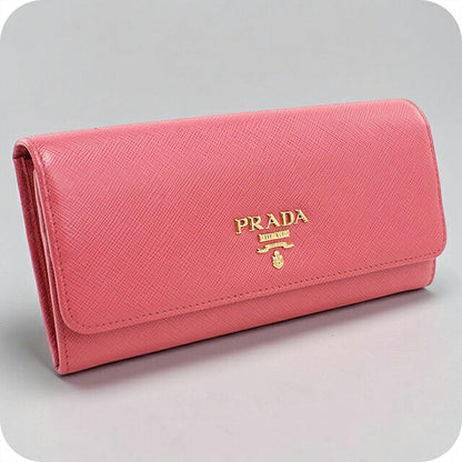 二手 Prada 长钱包双折女装品牌 PRADA Saffiano 多色钱包皮革 1MH132 粉色 USDPR121500011