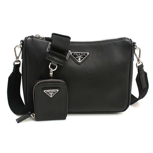二手 Prada 斜挎包单肩包男女通用品牌 PRADA Saffiano 皮革包皮革黑色 USDPR121520011