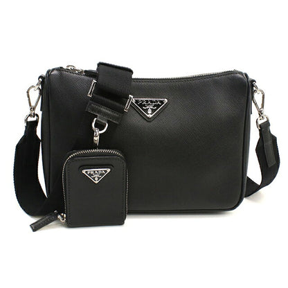 二手 Prada 斜挎包单肩包男女通用品牌 PRADA Saffiano 皮革包皮革黑色 USDPR121520011