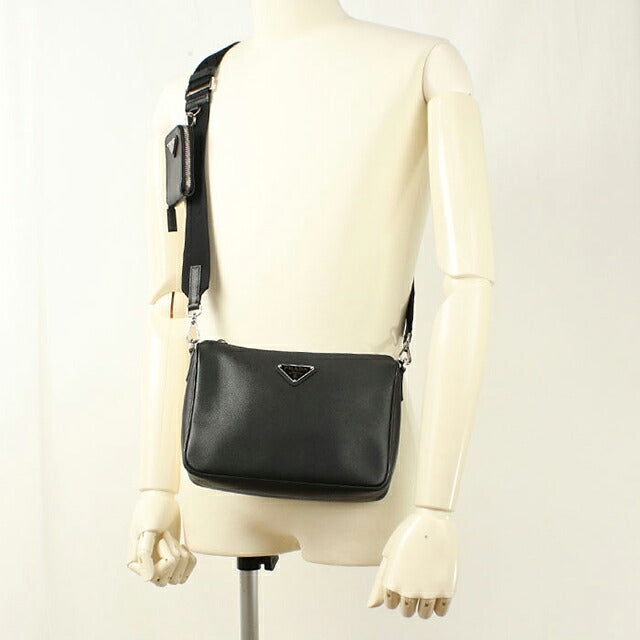 二手 Prada 斜挎包单肩包男女通用品牌 PRADA Saffiano 皮革包皮革黑色 USDPR121520011