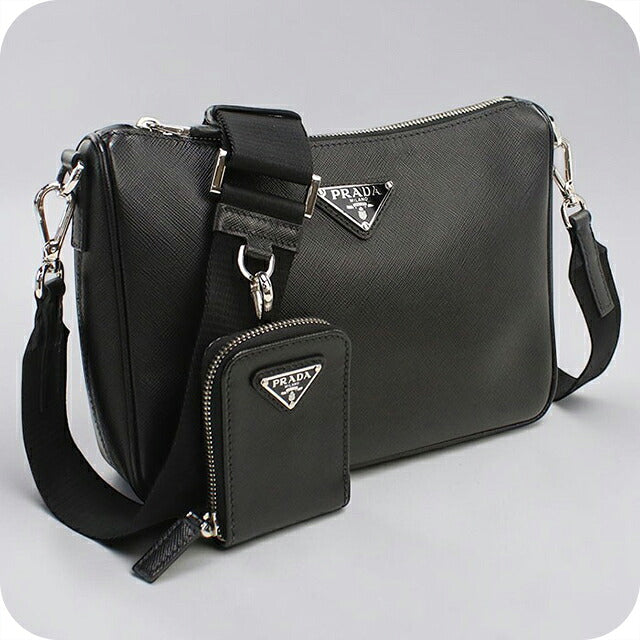 二手 Prada 斜挎包单肩包男女通用品牌 PRADA Saffiano 皮革包皮革黑色 USDPR121520011