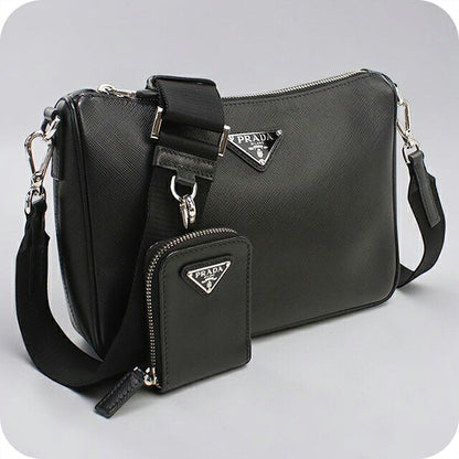二手 Prada 斜挎包单肩包男女通用品牌 PRADA Saffiano 皮革包皮革黑色 USDPR121520011